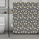 Grey Daisy Floral Pattern Print Polyester Shower Curtain