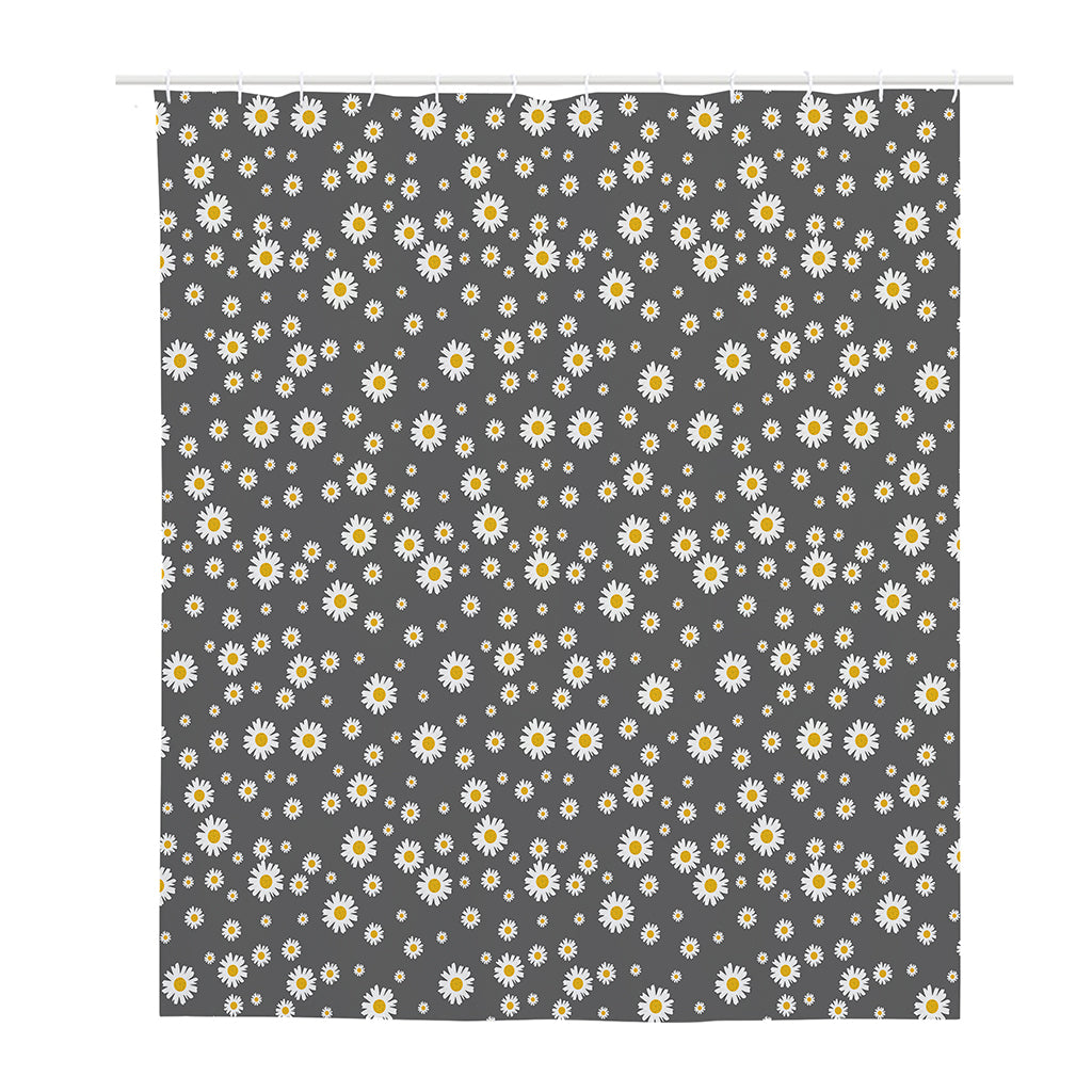 Grey Daisy Floral Pattern Print Polyester Shower Curtain