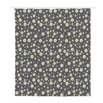 Grey Daisy Floral Pattern Print Polyester Shower Curtain