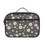 Grey Daisy Floral Pattern Print Portable Lunch Bag