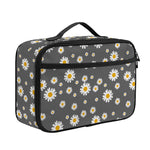 Grey Daisy Floral Pattern Print Portable Lunch Bag