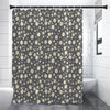 Grey Daisy Floral Pattern Print Premium Shower Curtain