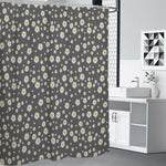 Grey Daisy Floral Pattern Print Premium Shower Curtain