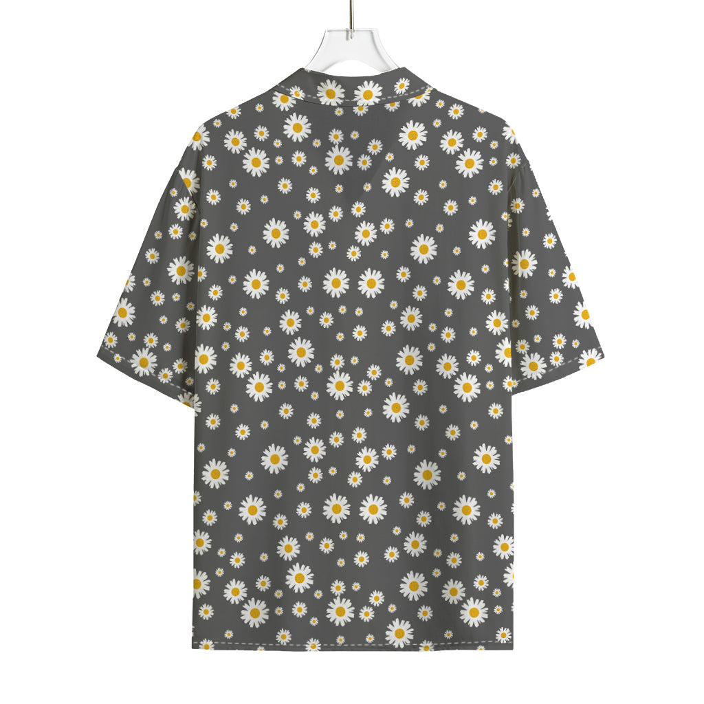 Grey Daisy Floral Pattern Print Rayon Hawaiian Shirt
