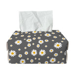 Grey Daisy Floral Pattern Print Rectangle Tissue Box Cover