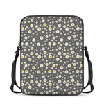Grey Daisy Floral Pattern Print Rectangular Crossbody Bag