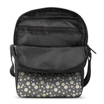 Grey Daisy Floral Pattern Print Rectangular Crossbody Bag