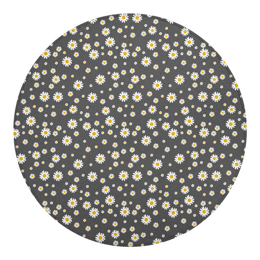 Grey Daisy Floral Pattern Print Round Blanket