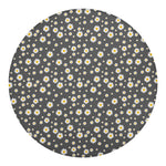 Grey Daisy Floral Pattern Print Round Blanket