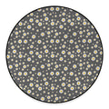 Grey Daisy Floral Pattern Print Round Floor Mat