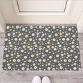 Grey Daisy Floral Pattern Print Rubber Doormat