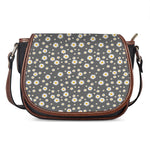 Grey Daisy Floral Pattern Print Saddle Bag