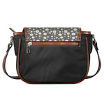 Grey Daisy Floral Pattern Print Saddle Bag
