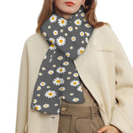 Grey Daisy Floral Pattern Print Scarf