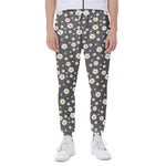 Grey Daisy Floral Pattern Print Scuba Joggers