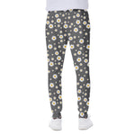 Grey Daisy Floral Pattern Print Scuba Joggers
