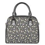 Grey Daisy Floral Pattern Print Shoulder Handbag