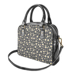 Grey Daisy Floral Pattern Print Shoulder Handbag