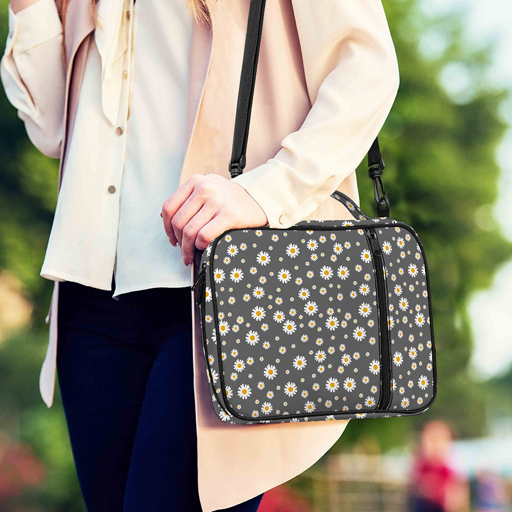 Grey Daisy Floral Pattern Print Shoulder Strap Bible Bag