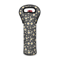 Grey Daisy Floral Pattern Print Single Neoprene Wine Tote