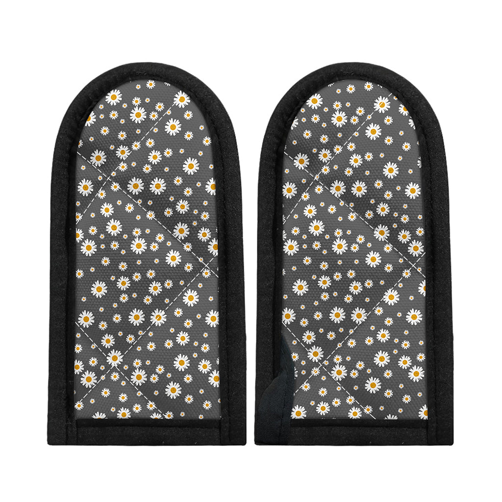 Grey Daisy Floral Pattern Print Skillet Handle Cover