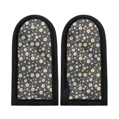 Grey Daisy Floral Pattern Print Skillet Handle Cover