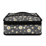 Grey Daisy Floral Pattern Print Small Lunch Bag