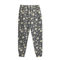Grey Daisy Floral Pattern Print Sweatpants