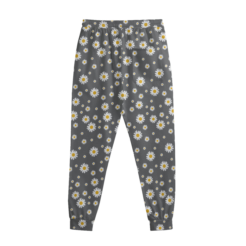 Grey Daisy Floral Pattern Print Sweatpants