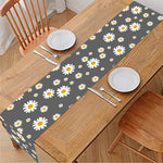 Grey Daisy Floral Pattern Print Table Runner