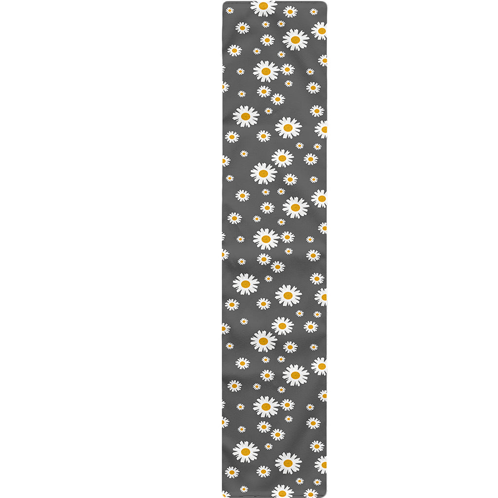 Grey Daisy Floral Pattern Print Table Runner