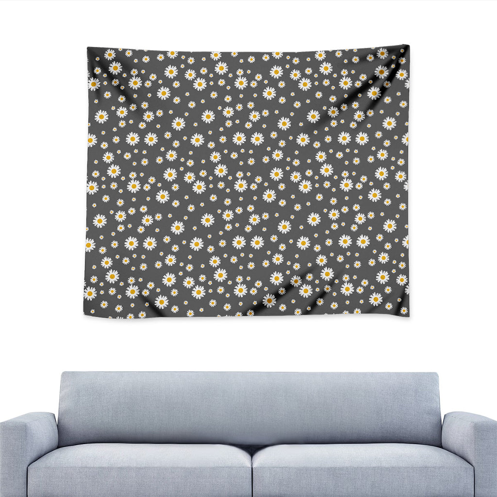 Grey Daisy Floral Pattern Print Tapestry
