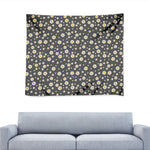 Grey Daisy Floral Pattern Print Tapestry