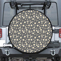 Grey Daisy Floral Pattern Print Tire Cover