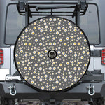 Grey Daisy Floral Pattern Print Tire Cover With Camera Hole