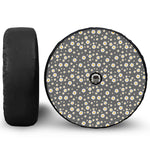 Grey Daisy Floral Pattern Print Tire Cover With Camera Hole