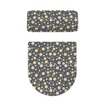 Grey Daisy Floral Pattern Print Toilet Lid And Tank Cover Set