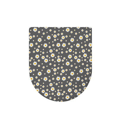 Grey Daisy Floral Pattern Print Toilet Lid Cover