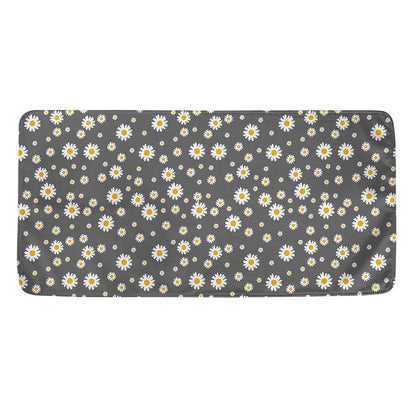 Grey Daisy Floral Pattern Print Towel