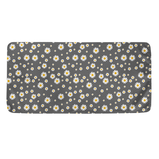 Grey Daisy Floral Pattern Print Towel