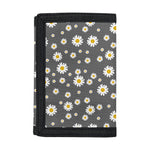 Grey Daisy Floral Pattern Print Trifold Wallet