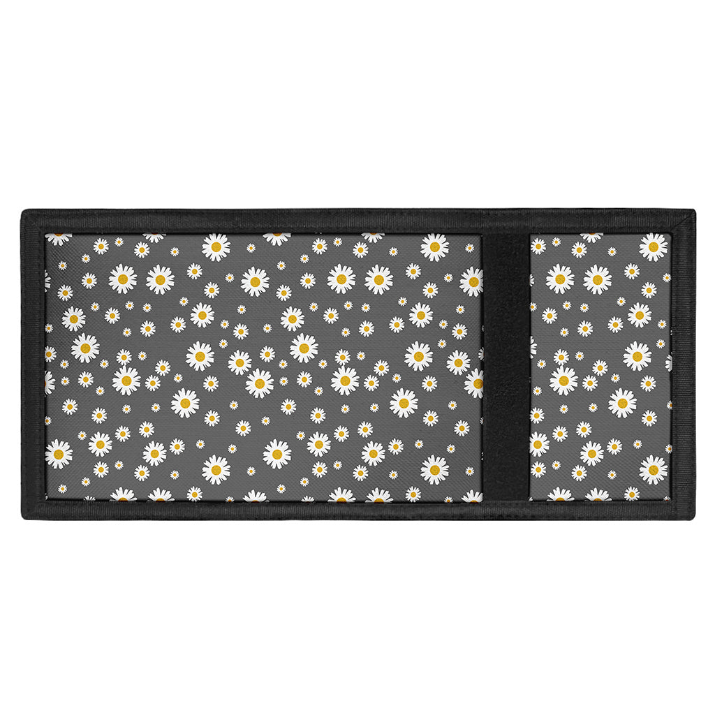 Grey Daisy Floral Pattern Print Trifold Wallet