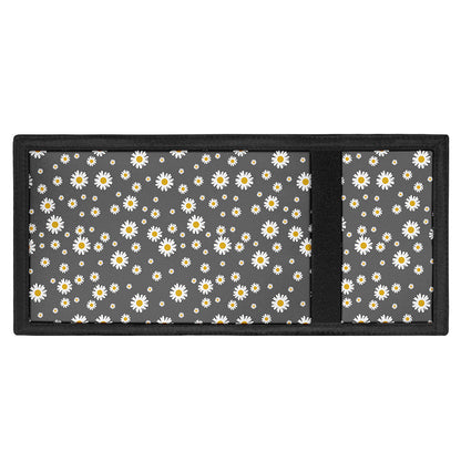 Grey Daisy Floral Pattern Print Trifold Wallet