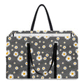 Grey Daisy Floral Pattern Print Utility Tote Bag
