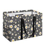Grey Daisy Floral Pattern Print Utility Tote Bag