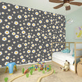 Grey Daisy Floral Pattern Print Wall Sticker