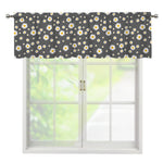Grey Daisy Floral Pattern Print Window Valance
