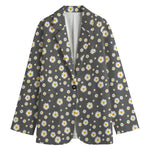 Grey Daisy Floral Pattern Print Women's Blazer