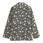 Grey Daisy Floral Pattern Print Women's Blazer