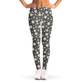 Grey Daisy Floral Pattern Print Women's Leggings
